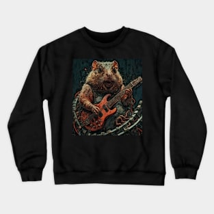 watercolor groundhog playing guitar Crewneck Sweatshirt